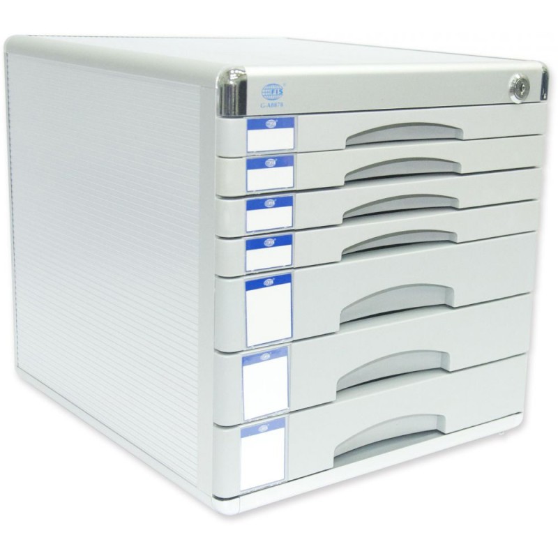 FIS Aluminium File Cabinet with Key, 7 Drawers, 300 x 360 x 305 mm - FSOTW-A8878