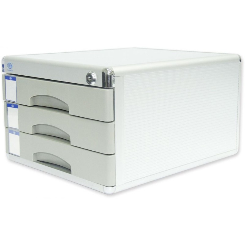 FIS Aluminium File Cabinet With key, 3 Drawers, 300 x 360 x 205 mm - FSOTW-A6638