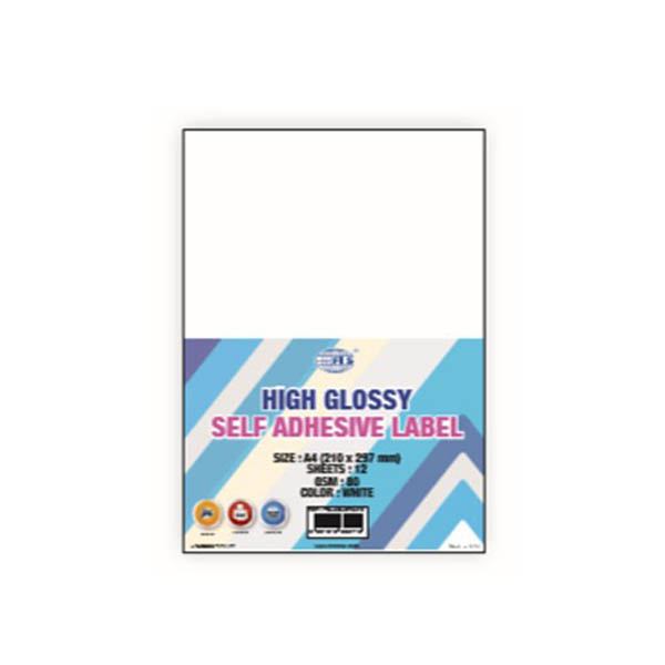 FIS FSLAGLSTA412 High Glossy Self Adhesive A4 Label 80gsm - White (pkt/12s)