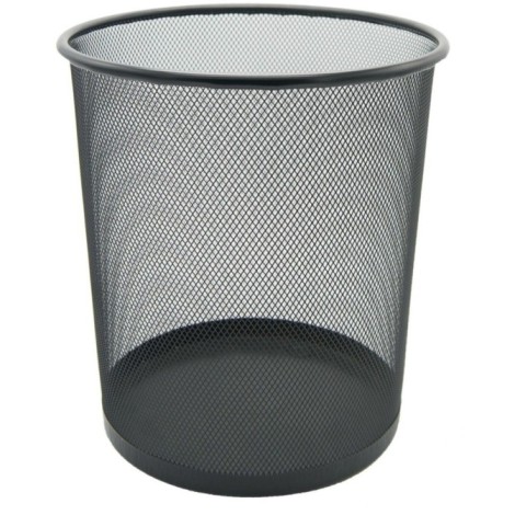 FIS FSWA101BK Metal Mash Round Trash Basket 23cm x 26cm - Black