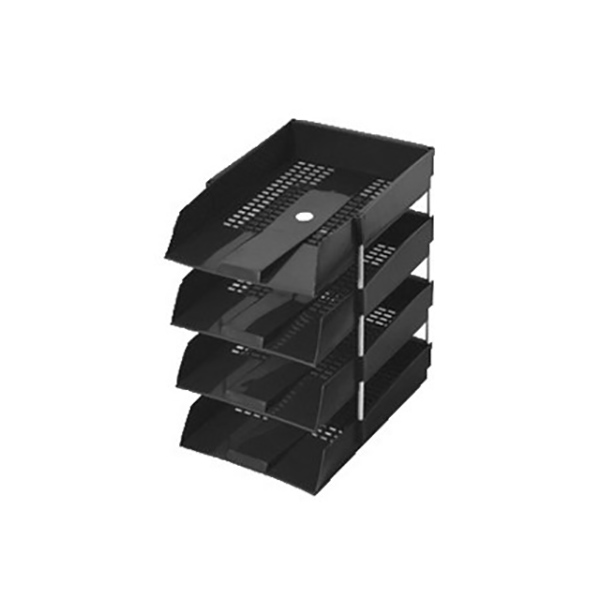 Omega 1718-4 Tier Plastic Letter Tray - Black (pc)