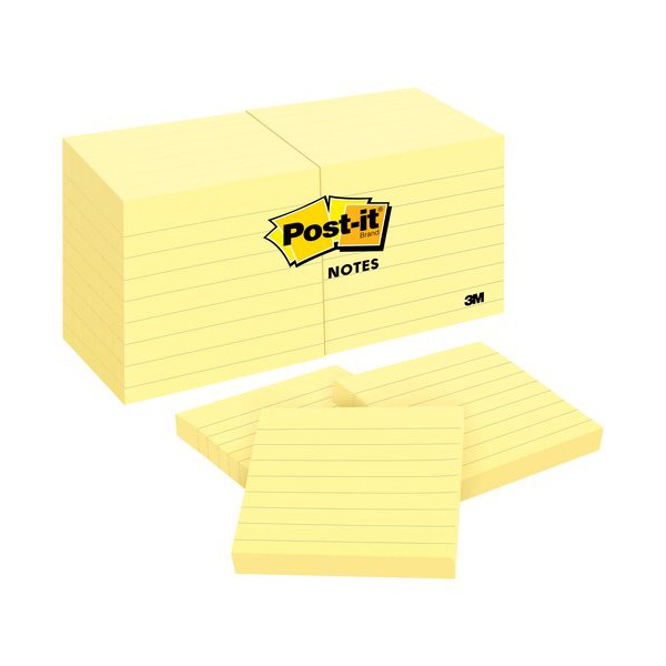 3M 630-SS Lined Post-it Notes 3in x 3in - Yellow (pkt/12pcs)
