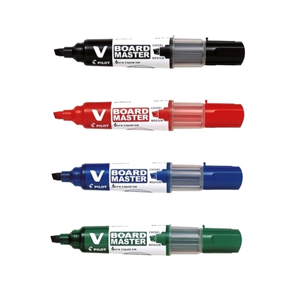 Pilot V Board Master Whiteboard Marker Chisel - Assorted (pkt/4pcs)