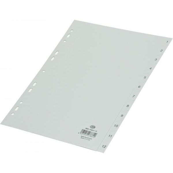 FIS PP Divider 1-12 A4 Grey - FSDV1-12 (box/25pkt)