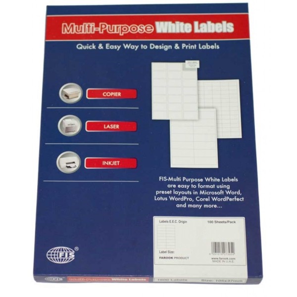 FIS Multipurpose White Label 89 x 47mm - FSLA10-3-100 (pkt/100s)