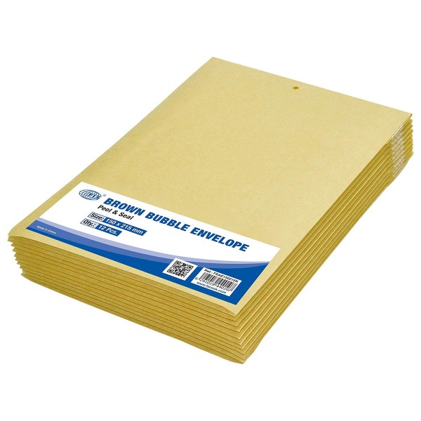 FIS Peel and Seal Bubble Envelopes 150 x 215mm FSAE150215N - Brown (pkt/12pcs)