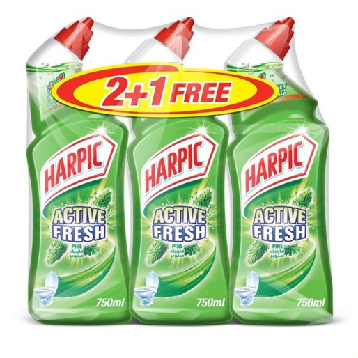 Harpic Active Fresh Toilet Cleaner Pine - 750ml (pkt/3pcs)