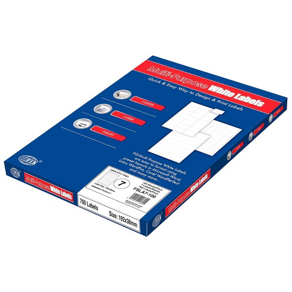 FIS Multipurpose White Label A4 192 x 38mm - FSLA7-100 (pkt/100s)