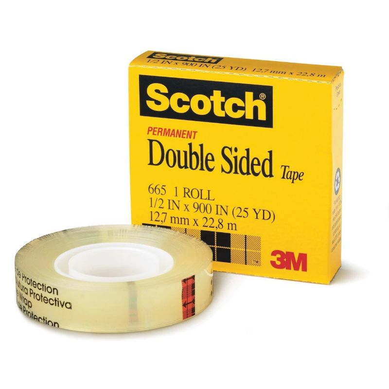 3M Scotch 665 Double Sided Tape 12.7mmx22.8m - (pkt/12pc)