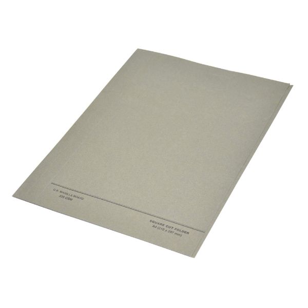 FIS Square Cut Folder A4 without Fastener 320g - Grey (pkt/50pc)