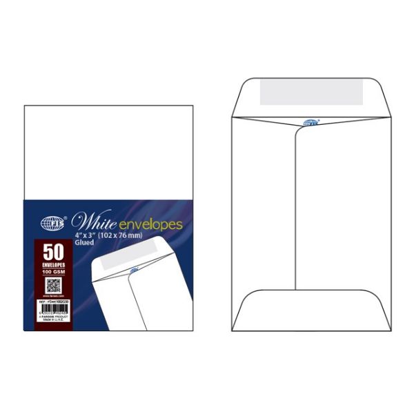 FIS FSWE1002G50 Envelope 100gsm 3 x 4in - White (pkt/50pcs)