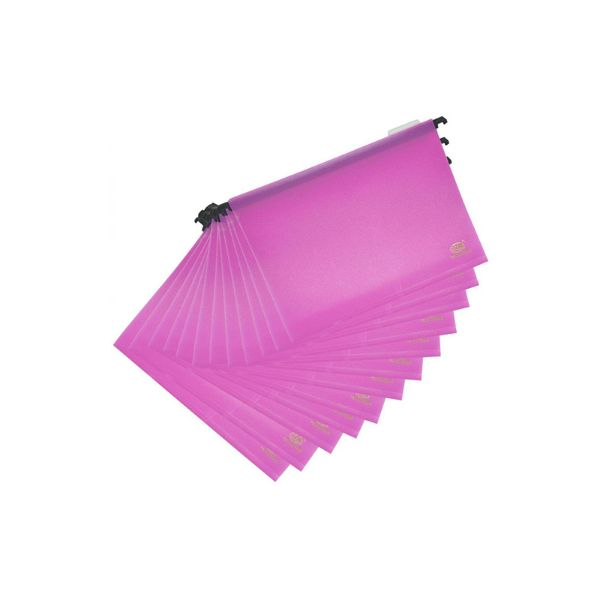 FIS PP Hanging File with Indicator 260 x 365mm FSHF01ROSE - Pink (pkt/12pcs)
