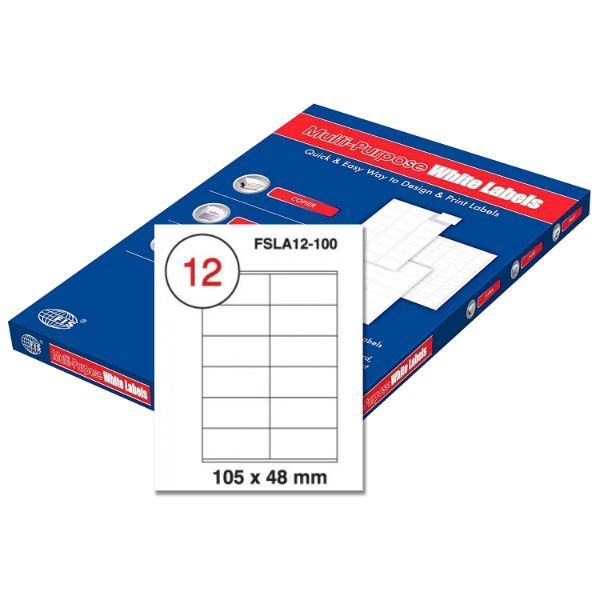 FIS Multipurpose White Label 105 x 48mm - FSLA12-100 (pkt/100s)