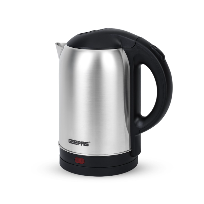 Geepas Stainless Steel Electric Kettle With Auto Shutt off and Boil Dry Protection 2 L | 1800 W GK5466 Silver/Black