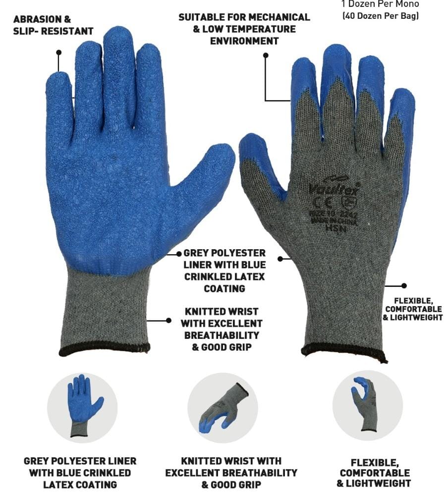 Latex Coated Gloves (Pkt/12pcs)