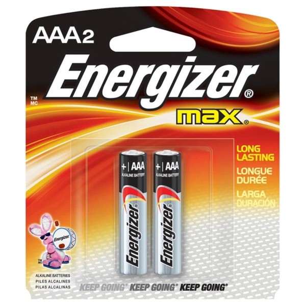 Energizer Max E92BP2 AAA 1.5V Alkaline Battery with Power Seal Technology (pkt/2pc)